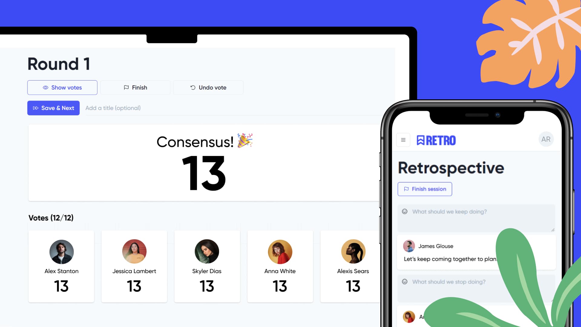 RetroPlan Agile Retrospective and Planning Poker App